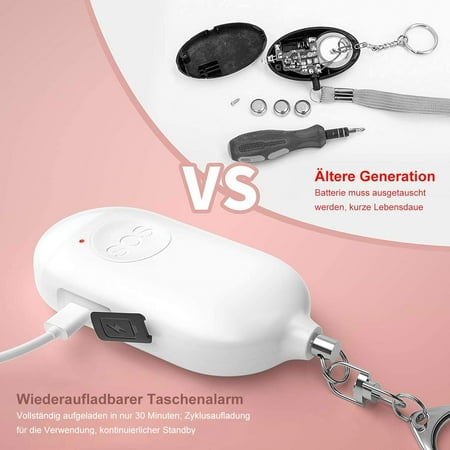 Rechargeable Pocket Alarm 130 Db Safesound Personal Alarm With Flashlight Keychain Panic Alarm Self Defense Siren For Women Children Girls And Elderly White Walmart Canada