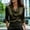 *Army Green, variant on ClodeEU Women's Elegant Satin Silk Cowl Neck Ruched Front Draped Blouse,3/4 Sleeve Work Office Shirt Top Beige ^,Womens Plus L