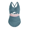 thumbnail image 4 of Yammkia Maillots de Bain une Pièce pour Femmes Maillot de Bain une Pièce pour Femmes Modeste Contrôle du Ventre Maillot de Bain Robe de Bain à devant Torsadé 2026 (Bleu, M), 4 of 8