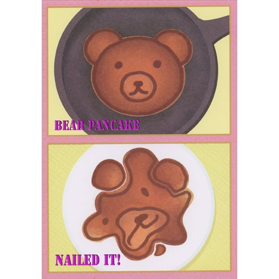 Designer Greetings Bear Pancake - Nailed It: Messy Pancake in Pan Funny / Humorous Mother's Day Card with Interactive Sliding Image