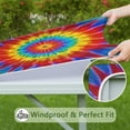 thumbnail image 6 of Colorful Rainbow Tie Dye Spiral Pattern Square Fitted Tablecloth with Elastic Edge,Square Table Cover,Washable Elastic Table Cover for Home Kitchen Party Decor 36"x36", 6 of 6