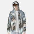 thumbnail image 2 of Daiia Majestic Snowy Wolf UPF 50+ Sun Protection Hoodie Jacket Lightweight Long Sleeve Sun Shirt for Women Men with Pocket Hiking Outdoor-Large, 2 of 7