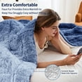 thumbnail image 3 of Teler Faux Fur Weighted Blanket for Adults, Sherpa Queen Size Heavy Blanket for Sleeping, 60" x 80", 15 lbs,Navy, 3 of 7