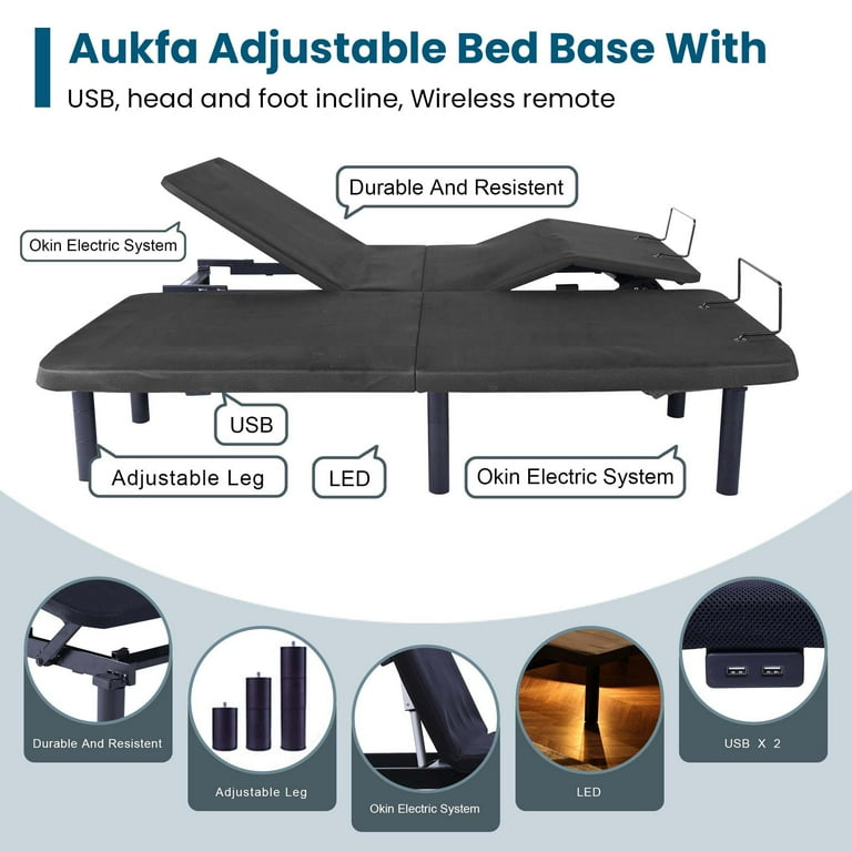 Aukfa Zero Gravity Adjustable Bed Frame with Wireless Remote
