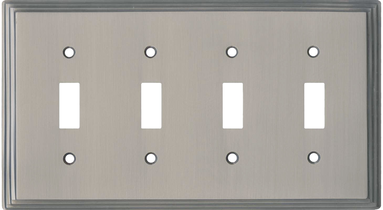 Switch Hits Art Deco Step Satin Nickel 4 Toggle Light Switch Covers