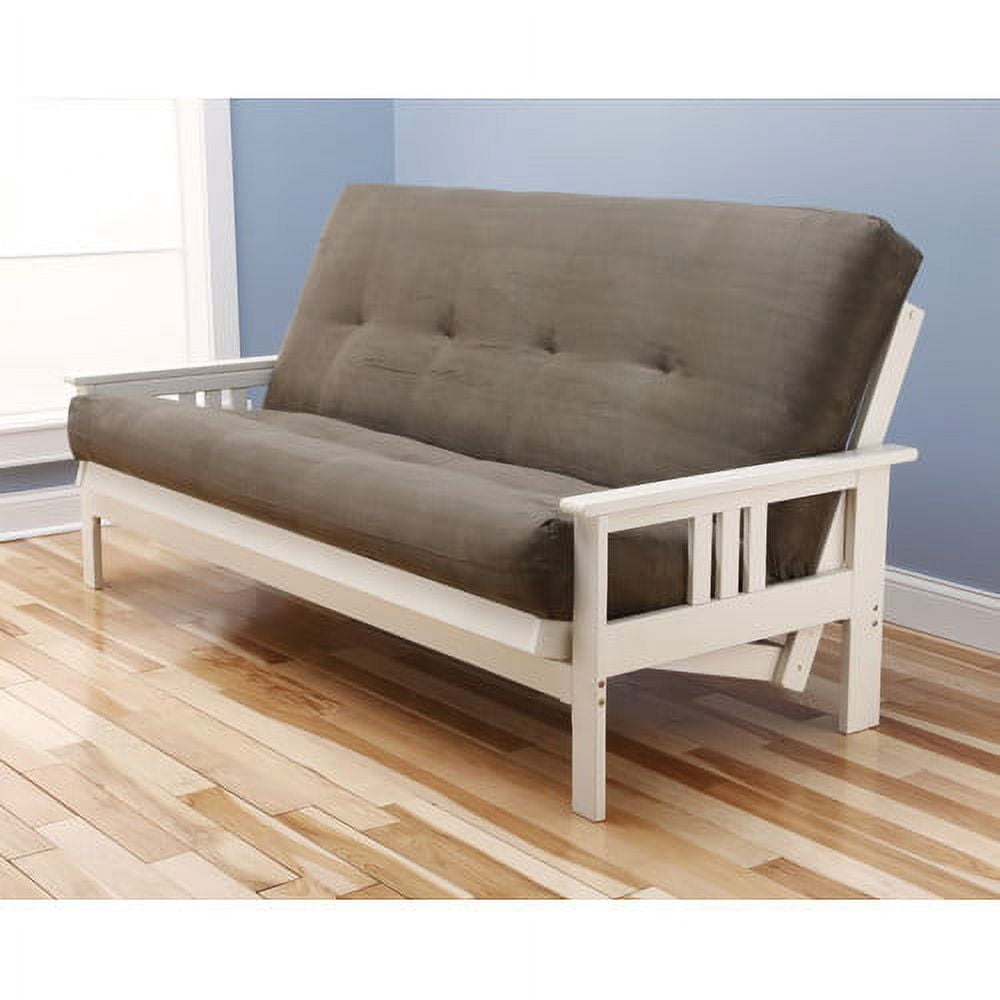 Kodiak Furniture Monterey Full Futon with Suede Fabric Mattress in White/Tan