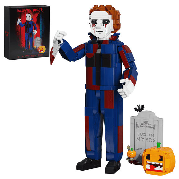 Horror Striped Men Building Block Sets Figure Myers Creative Desktop Decor Building Toy Christmas Birthdays Gift for Fans, Adults, Boys
