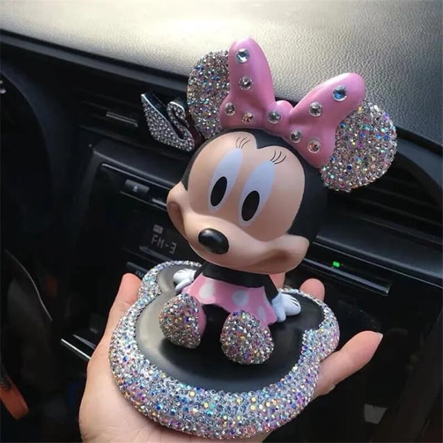 Disney-figuras de Mickey y Minnie Mouse con cabeza móvil, adornos para coche, decoraciones interiores de coche, muñecos de héroe grandes, accesorios de adorno