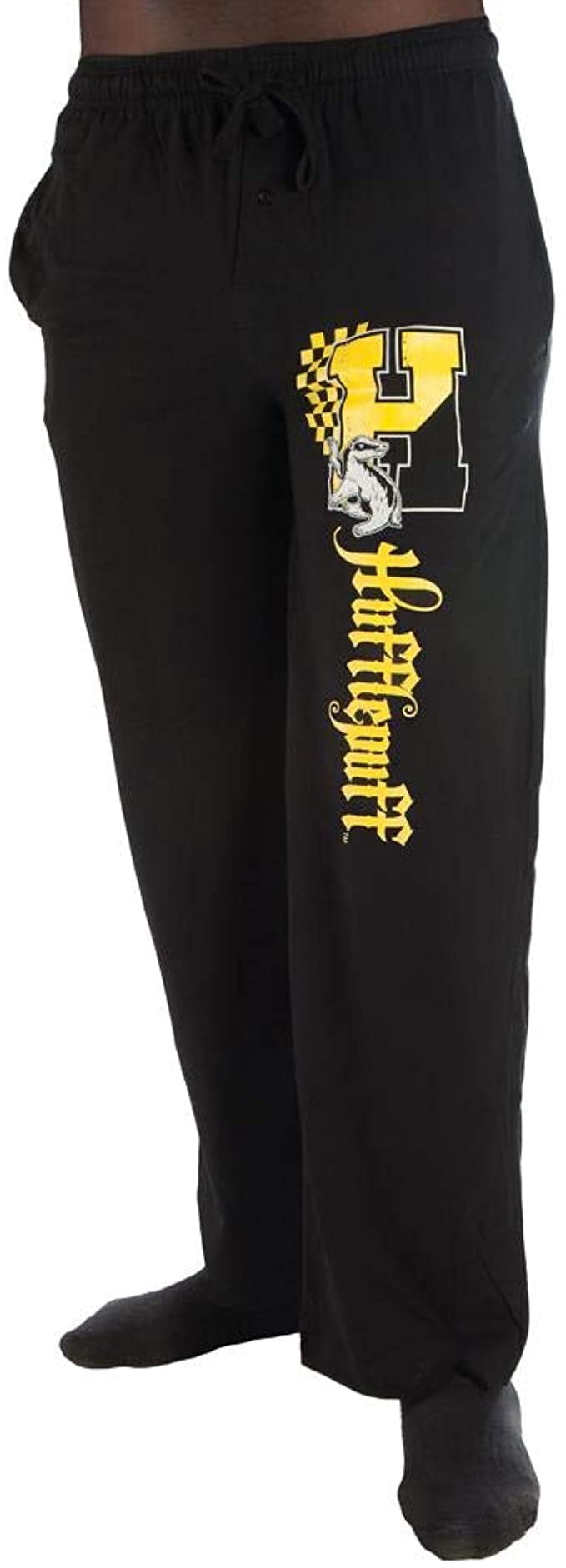 Harry Potter H Hufflepuff Logo Print Men's Loungewear Lounge Pants - M Black Sleep Pants