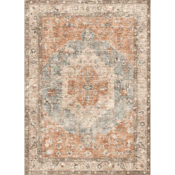 SIXHOME 3'x5' Area Rugs for Living Room Moroccan Boho Rug Vintage Soft Washable Rug Anti-Slip Backing Rugs for Bedroom Dining Room Office Brown