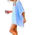 thumbnail image 3 of asdoklhq Womens Plus Swimsuit Cover-ups,Women's Trim Kaftan Chiffon Tassels Swimwear Beach Loose Bikini Cover Up Tops, 3 of 6