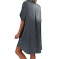 thumbnail image 2 of Uhndy Women's Summer Denim Short Sleeve Mini Dress V Neck Loose Beach Jeans Sundress gray 2XL, 2 of 2