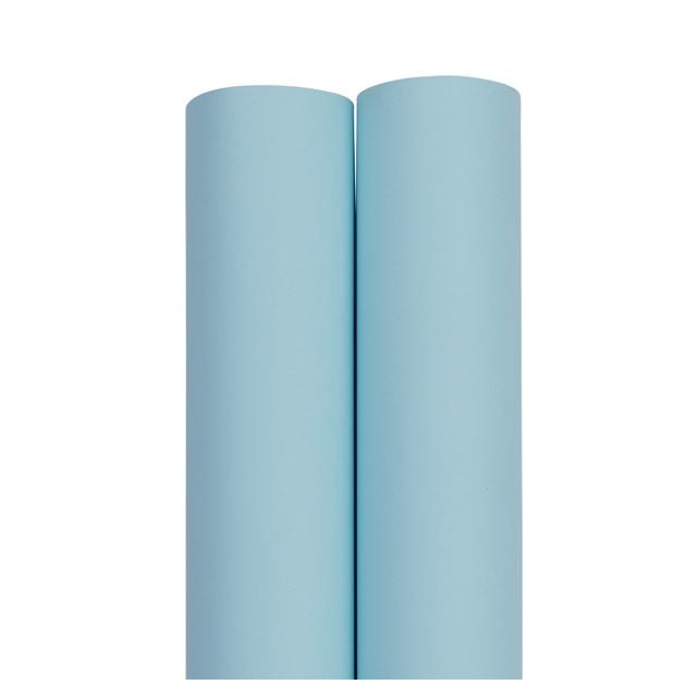 JAM Paper Matte Wrapping Paper, 52.6 Sq ft Total (17 in x 18 Ft Each), Light Baby Blue, 2 Rolls