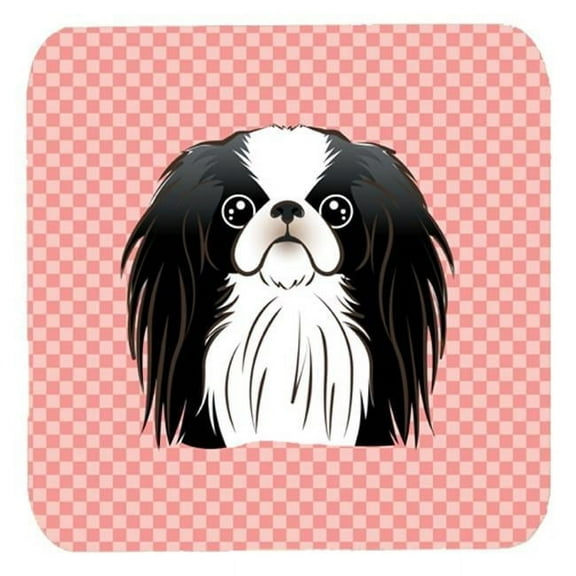 3.5 x 3.5 In. Checkerboard Pink Japanese Chin Foam Coasters, Set Of 4