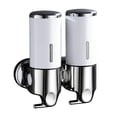 thumbnail image 2 of Tuvgenk White 2-Chamber Soap Dispenser, Wall Mounted Shampoo for Bathroom, No Drill Installation, Refillable Bottles for Lotion, 2 of 7