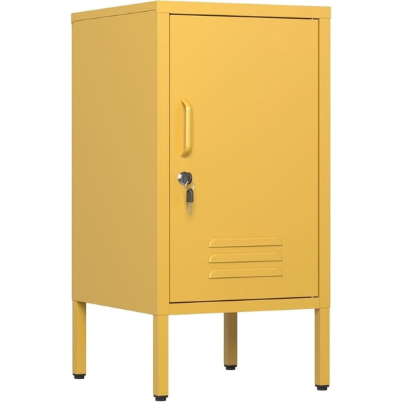 Bingirl Console de Rangement Décorative : Armoire de Rangement en Métal Orange à une Porte avec Table d'Appoint Minimaliste et Design de Table Basse
