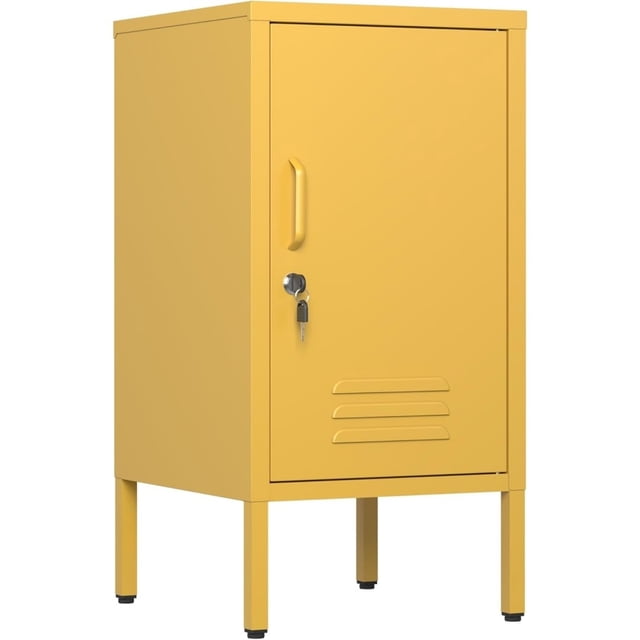 Bingirl Armoire de Rangement en Métal Orange à une Porte Table d'Appoint Minimaliste avec Design de Table Basse Console de Rangement Décorative
