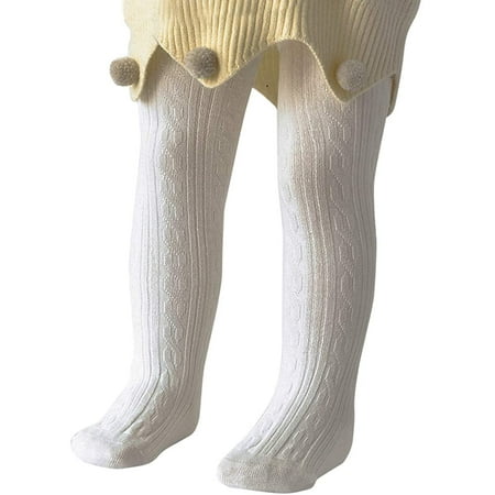 

Zando Baby Girl Tights Thick Cable Knit Leggings Stockings Cotton Pantyhose for Newborn Infant Toddler 1 Pack Ivory White XL