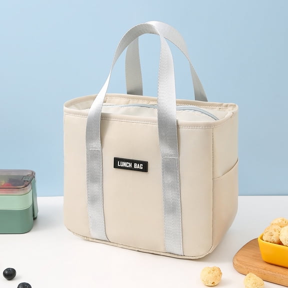 Clearance Under $2 Insulated Lunch Bag with Side Pocket, Soft Handle Thermal Bento Tote for Work and Travel