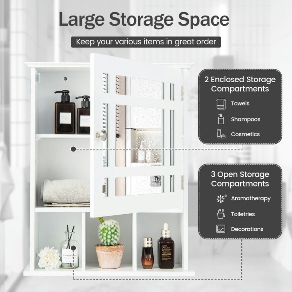 Finihen Bathroom Wall Cabinet, Wall Mounted Bathroom Mirror Cabinet, Wall Mounted and Mirrored Bathroom Cabinet, for Bathroom, White Finihen Bathroom Wall Cabinet, Wall Mounted Bathroom Mirror Cabinet, Wall Mounted and Mirrored Bathroom Cabinet, for Bathroom, White
