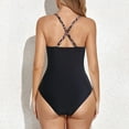 thumbnail image 5 of Cathalem Swimsuits Ruched Tummy Control Bathing Suits Vintage Retro Push Up Swimwear,BK2 M, 5 of 5