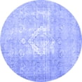 thumbnail image 1 of Ahgly Company Machine Washable Indoor Round Abstract Blue Contemporary Area Rugs, 3' Round, 1 of 4