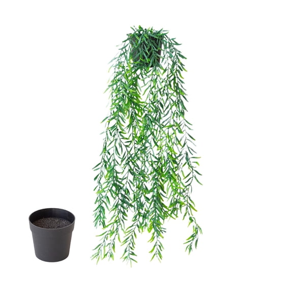 Fake Plants Hanging Artificial Leaves with Pot, Realistic No Fade Plastic Wall Hanging Plants 12.6" X 8.6", Indoor Outdoor Garden Decor for Home Bedroom Living Room Boho Ornament