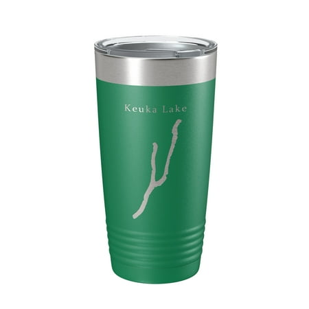 

Keuka Lake Map Tumbler Travel Mug Insulated Laser Engraved Coffee Cup New York 20 oz Green