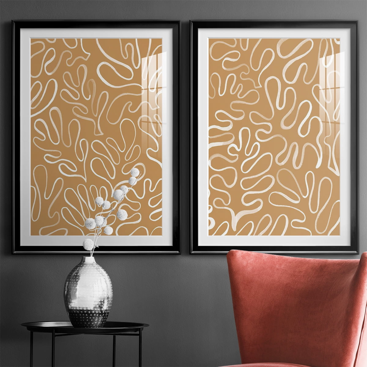 Wexford Home Matisse Pieces I Premium Framed Print, 30.5" x 42.5" - Ready to Hang, Black (Set of 2)