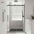 thumbnail image 4 of CASAINC 48 in. W x 76 in. H Sliding Frameless Shower Door in Matte Black Finish with Soft-closing and 3/8 in.Tempered Glass, 4 of 9