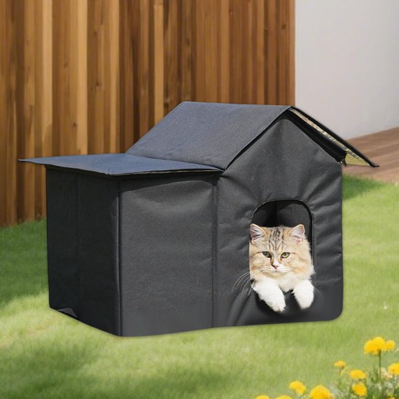 Casa para gatos callejeros al libre, tela Oxford, aislante, suministros para mascotas, refugio versátil para gatos salvajes a prueba de