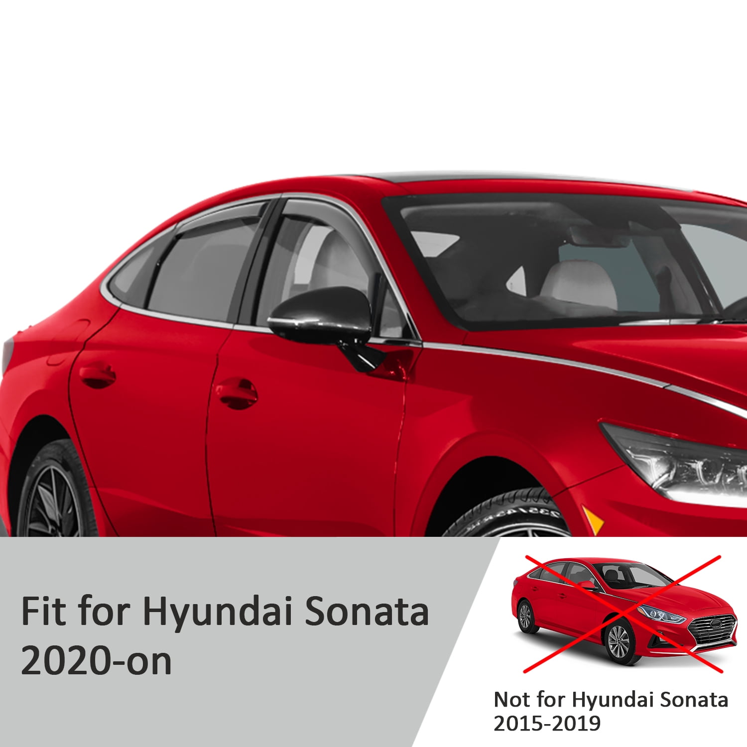 Voron Glass In-Channel Extra Durable Rain Guards for Hyundai Sonata 2020-2026, Window Deflectors, Vent Window Visors, 4 Pieces - 200594