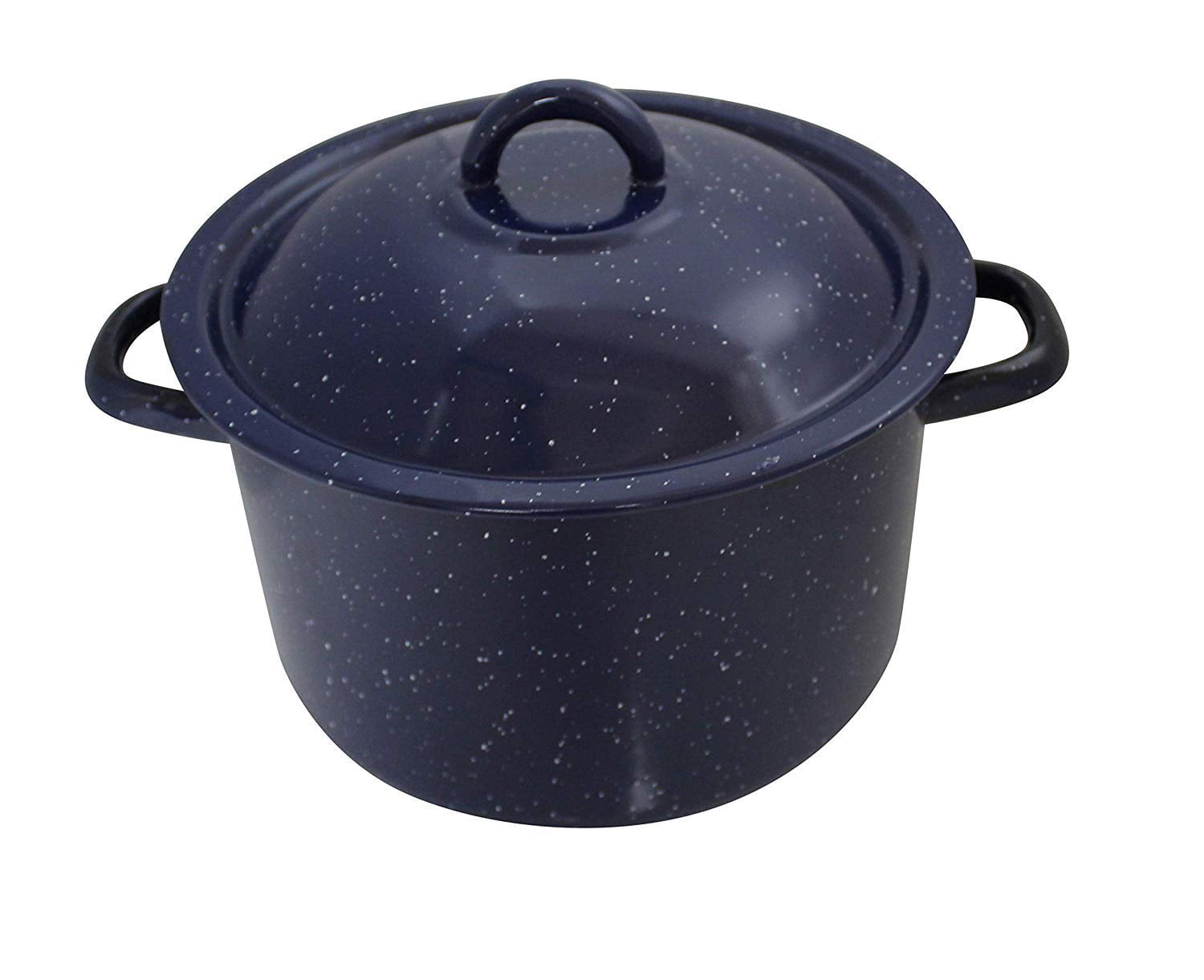 Blue /& White Specked Stock Pot with Ladle and Original Lid