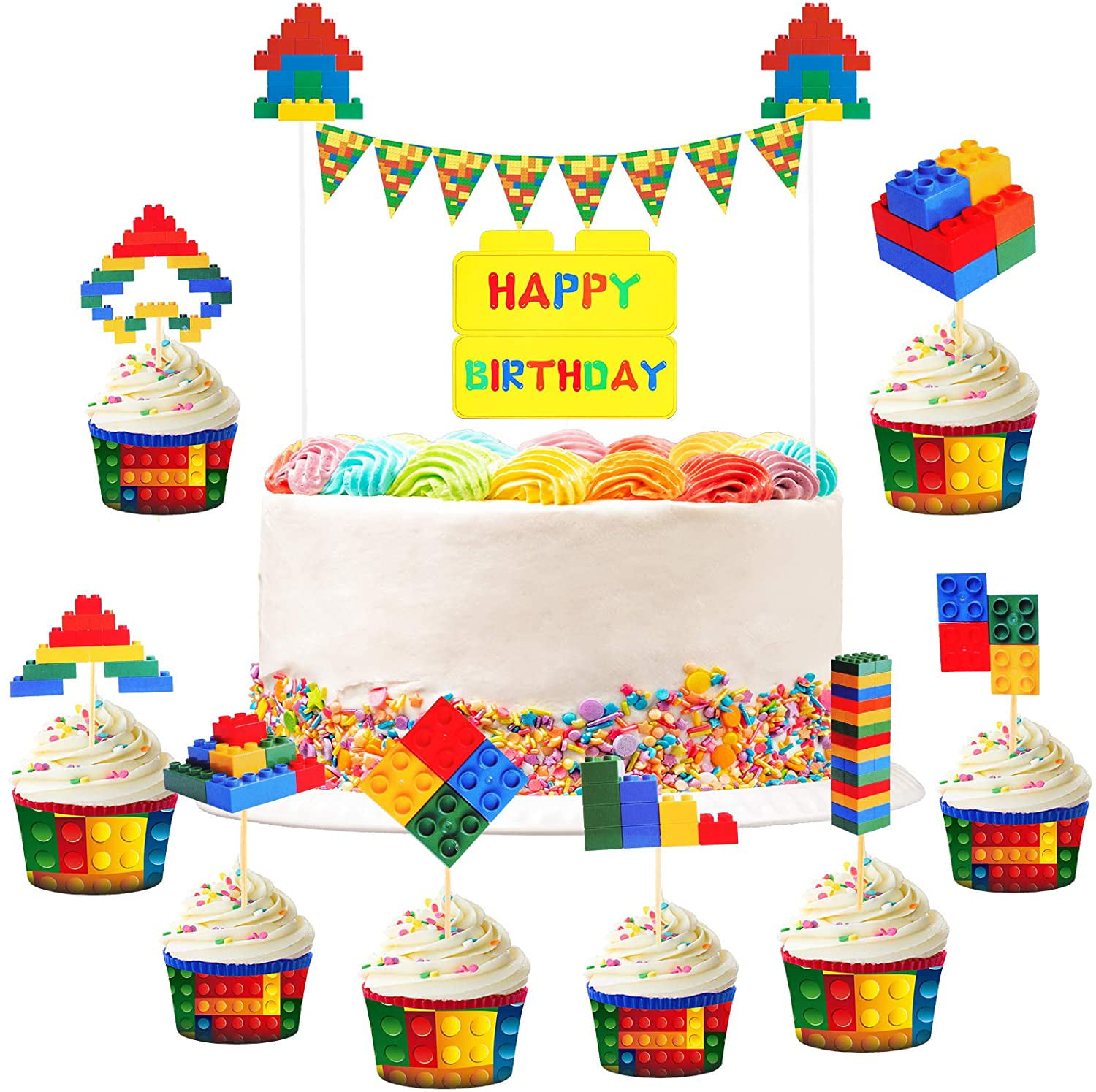 Happy Birthday Cake Topper Decoration Pick Banner Party Cupcake Kids 