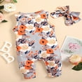 thumbnail image 4 of Bébé bébé Filles Mignon Rompers Imprimé Floral Cou Combinaison Sans Manches d'Été Bodysuits avec Arc Bandeau, 4 of 7