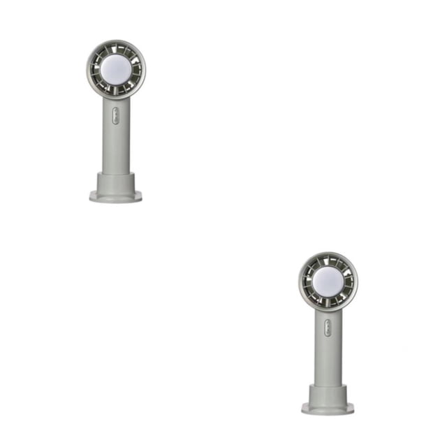 Bewildely Mini ventilador recargable de 3 modos, soporte para teléfono, para viajar, acampar, verano, ventiladores de refrigeración, viento Gris Tipo 1 2piezas