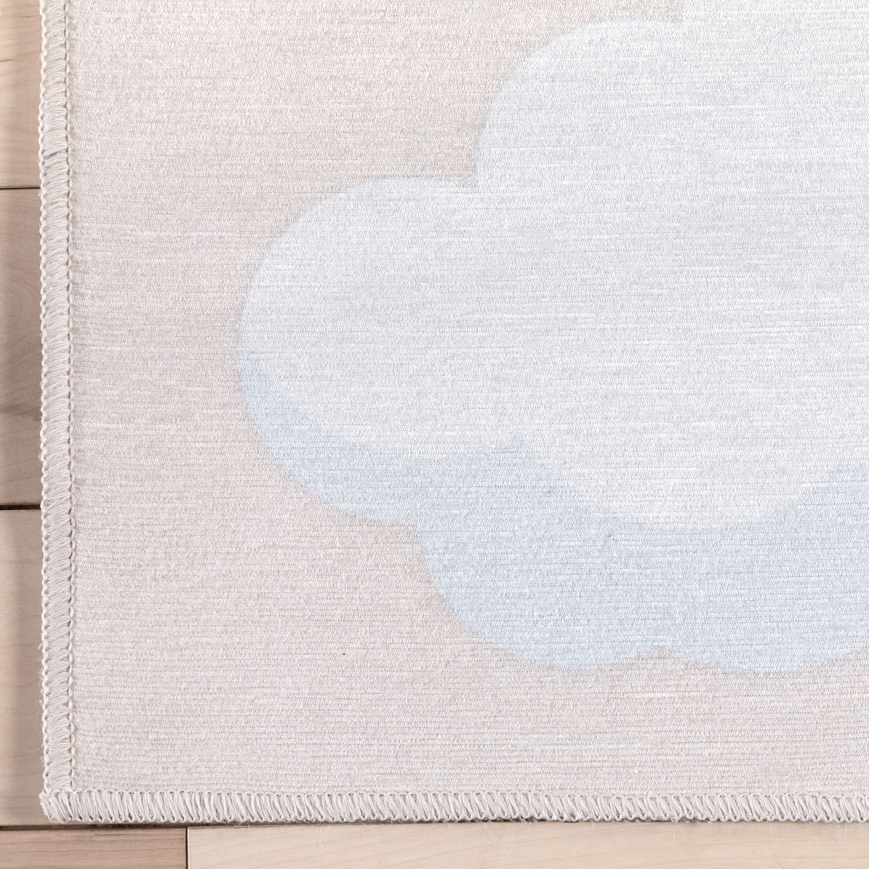 Well Woven Kids Rugs Cloud 9 Modern Peach Printed Distressed Machine Washable 6' x 9' Area Rug
