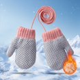 thumbnail image 2 of Zanarzt Kids Waterproof Mittens Toddler Kids Mittens with String Fleece Lined Winter Warm Knitted Gloves Gloves Cold Weather Baby Gloves Grey,0-4 Years, 2 of 9