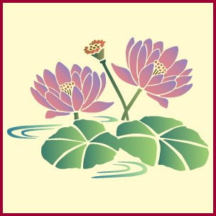 Lotus Stencil - Japanese Asian Oriental Chinese Reusable Sturdy Flexible Template 10 mil Plastic Mylar Wall Flower Tree Stencils Craft Painting Wall Stencils - The Artful Stencil