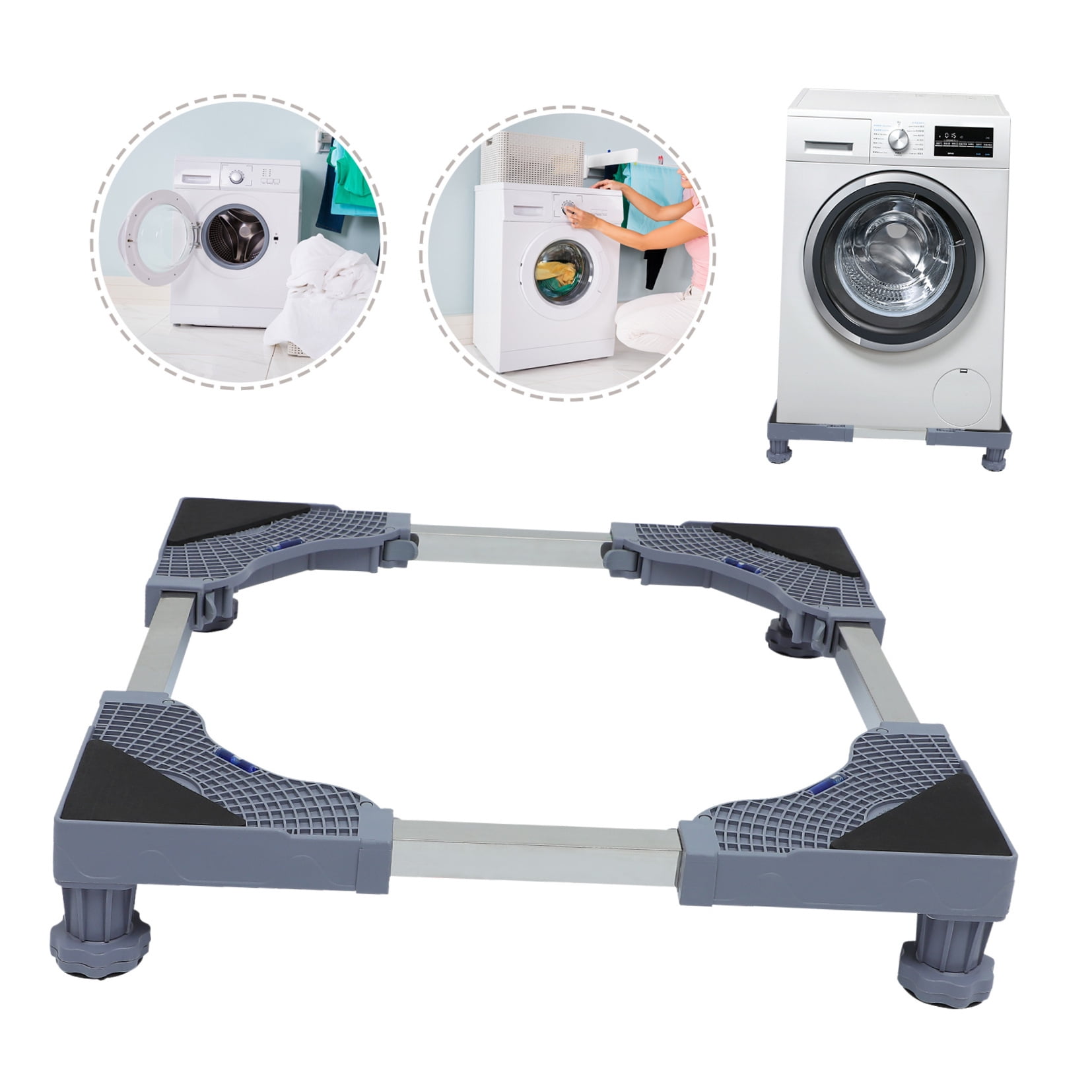 Supvox Grey Washing Machine Roller Base with Padding Cushioning, 1 Set, 15.72 x 15.72 x 3.93 Inches