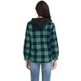 thumbnail image 6 of JWD Womens Plaid Shacket Jacket Long Sleeve Button Down Fleece Hooded Jackets Warm Coat, 6 of 7