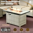 thumbnail image 3 of Vcatnet 6 Pieces Outdoor Patio Furniture All Weather Wicker High-Back Conversation Set with Fire Pit Table and Ottoman,Beige, 3 of 9