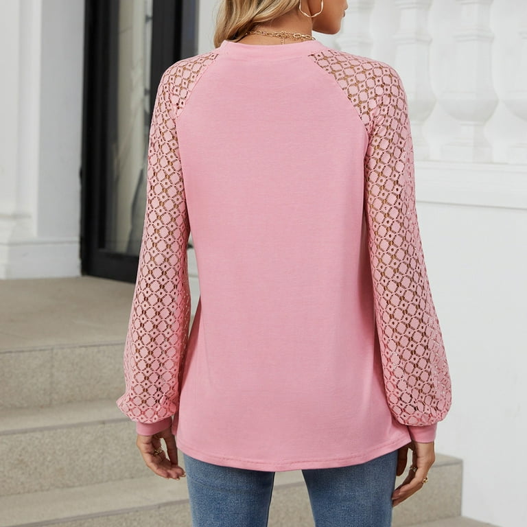 Ladies Autumn and Winter Lace Patchwork Round Neck Loose Long