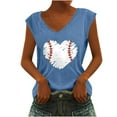 thumbnail image 2 of DailyTrove Women's Baseball Heart Print Sleeveless Tank - Casual V-Neck Top, Cute for Sports Fans & Outings, 2 of 5