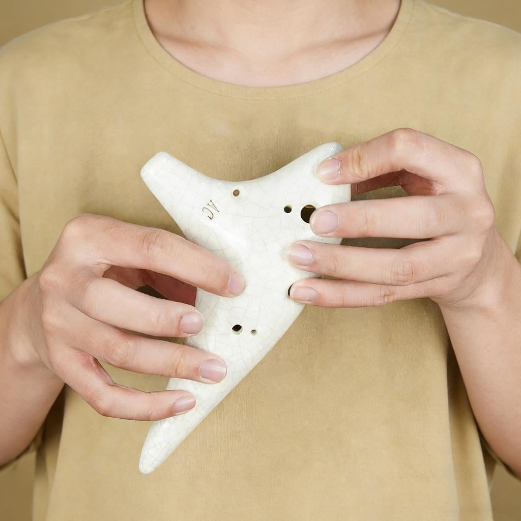 Yihuala Ceramic 12 Hole Ocarina for Beginner Musicians Wide Tone Ranges Portable Design with Smooth Finishs for Music Classes