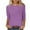 Purple, variant on LYEAA Women 3/4 Sleeve Round Neck T-Shirt Soft Cotton Casual Solid Color Top Breathable Loungewear Stretchy Basic Tee for Home Yoga Wine L