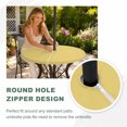 thumbnail image 4 of Round Outdoor Tablecloth with Umbrella Hole and Zipper, Light Yellow Tablecloth with Elastic Waterproof, Minimalist Modern Solid Color Yellow Patio Table Covers for 45" - 54" Picnic Pool Tables, 4 of 9