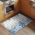 thumbnail image 3 of Blue Flower Bathroom Mats 2x3 FT, Non Slip Small Kitchen Mat, Grey Plaid Hydrangeas Eucalyptus Leaves Washable Soft Backed Front Door Throw Rugs Non-Shedding Indoor Outdoor Doormat for Entryway Sink, 3 of 8