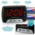 thumbnail image 6 of Westclox Electric Large 1.4” Red LED Digital FM Clock Radio 2 USB Charging Port with Fast Charge- New, 6 of 10