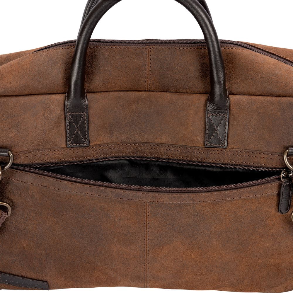 Schneiders Lexington Leather Briefcase Bag | Premium Horse Leather Work Bag | Color Brown